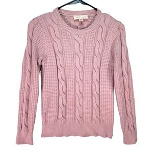 Philosophy Pink Cable Knit Sweater Size Small Cozy Soft Girl‎ Minimalist